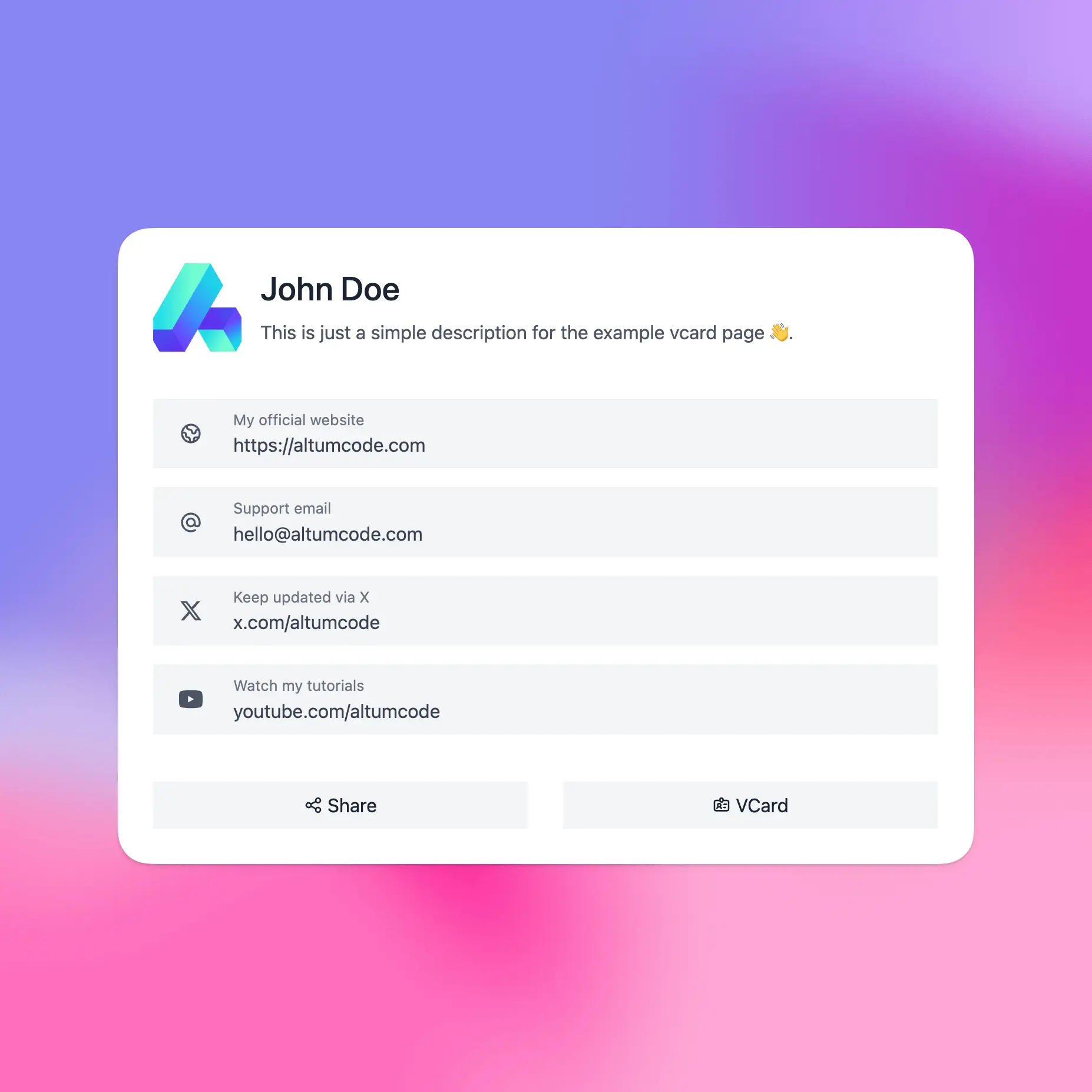 Capture d'écran du thème vcard Chicago