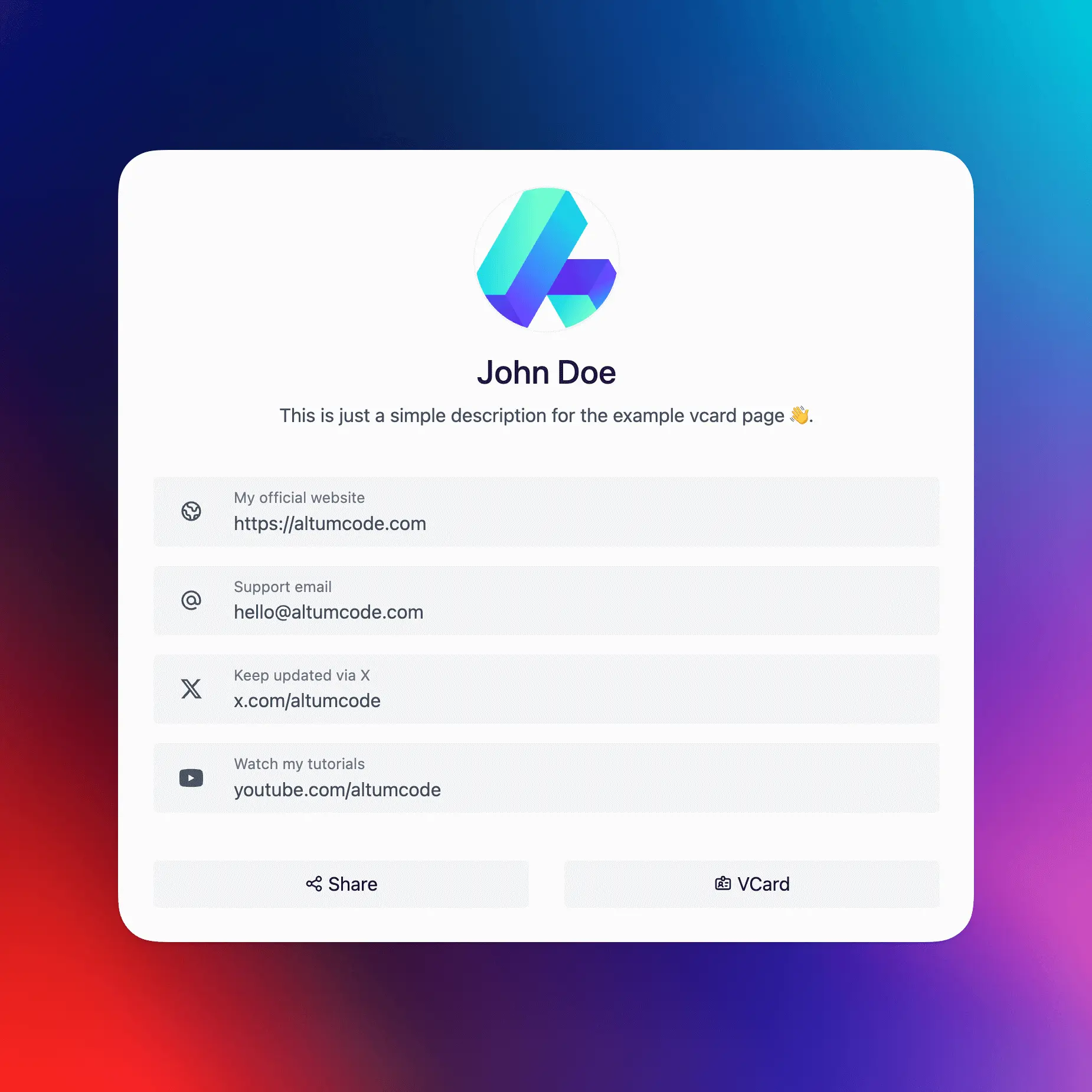Capture d'écran du thème vcard de Los Angeles